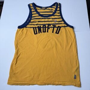 Undefeated Tank Top Men's Medium Yellow Blue Striped Number 5 Graphic